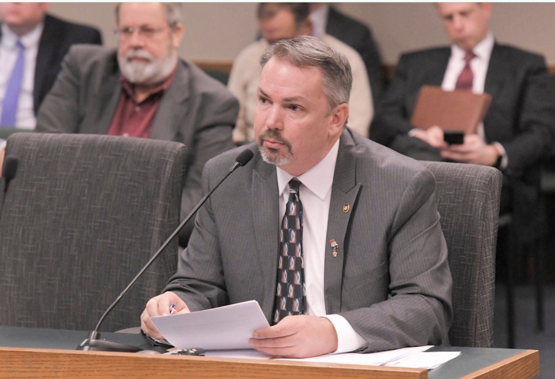  State Rep. Jamie Gragg, a Republican from Ozark, speaks during a House committee hearing during the 2025 legislative session (Tim Bommel/Missouri House Communications).