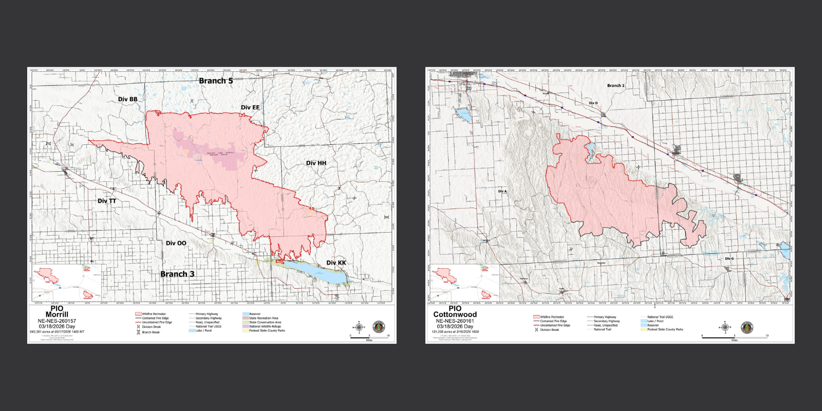 Morrill and Cottonwood Fires March 18, 2026