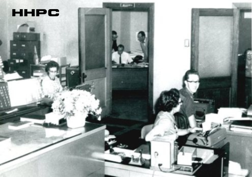 Carey Salt Co. Offices - City Offices (In Old Emerson Carey Office Bldg.) - 125 E. Ave. B - 1963 (Milt Martin-City Clerk Center Office). Courtesy of the Conard-Harmon Collection.