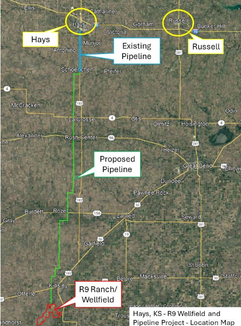 R9 pipeline and wellfield map. City of Hays&nbsp;