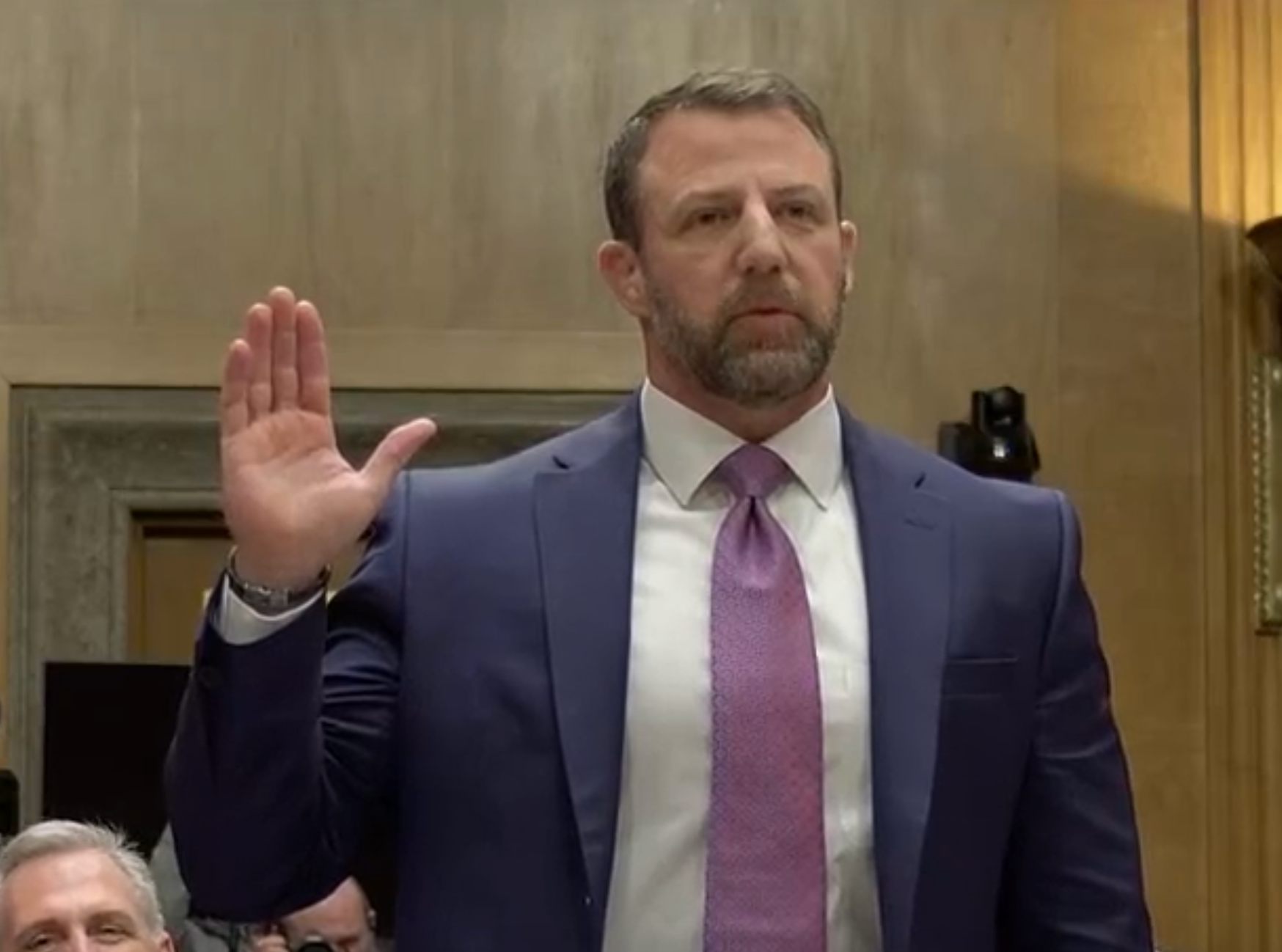 Homeland Security Secretary Nominee Markwayne Mullin during his confirmation hearing-image courtesy CSPAN