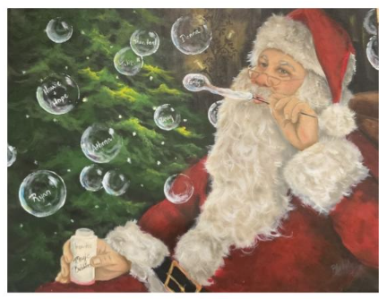 "Santa" for Magic of Painting class on April 18 at Hansen Museum