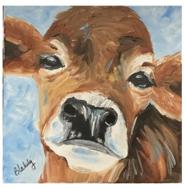 "Cow" for&nbsp;Magic of Painting class on April 19 at Hansen Museum