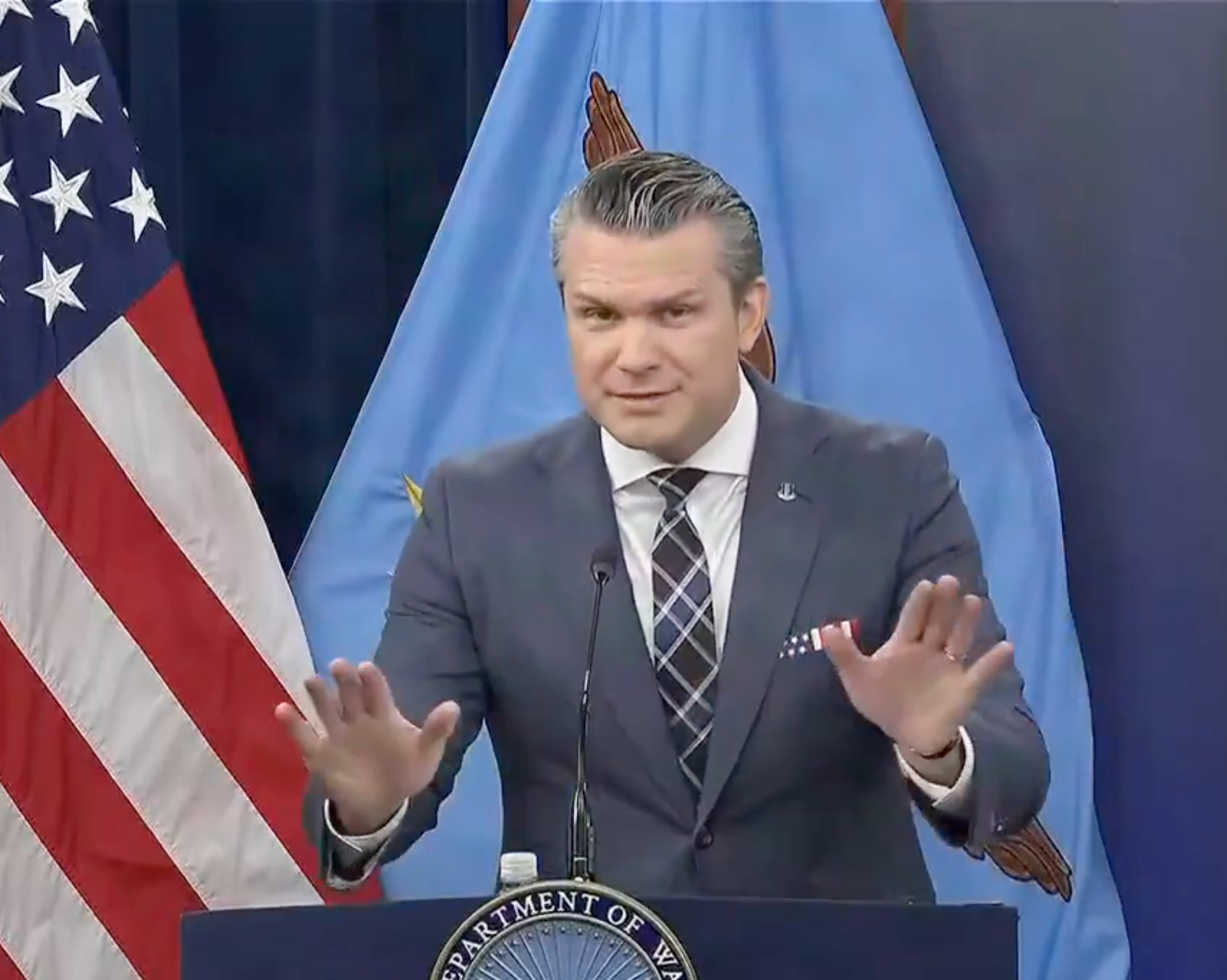 Secretary of War Pete Hegseth from Pentagon video