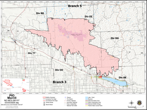 Morrill Fire Map Update, March 20, 2026 (courtesy NEMA).