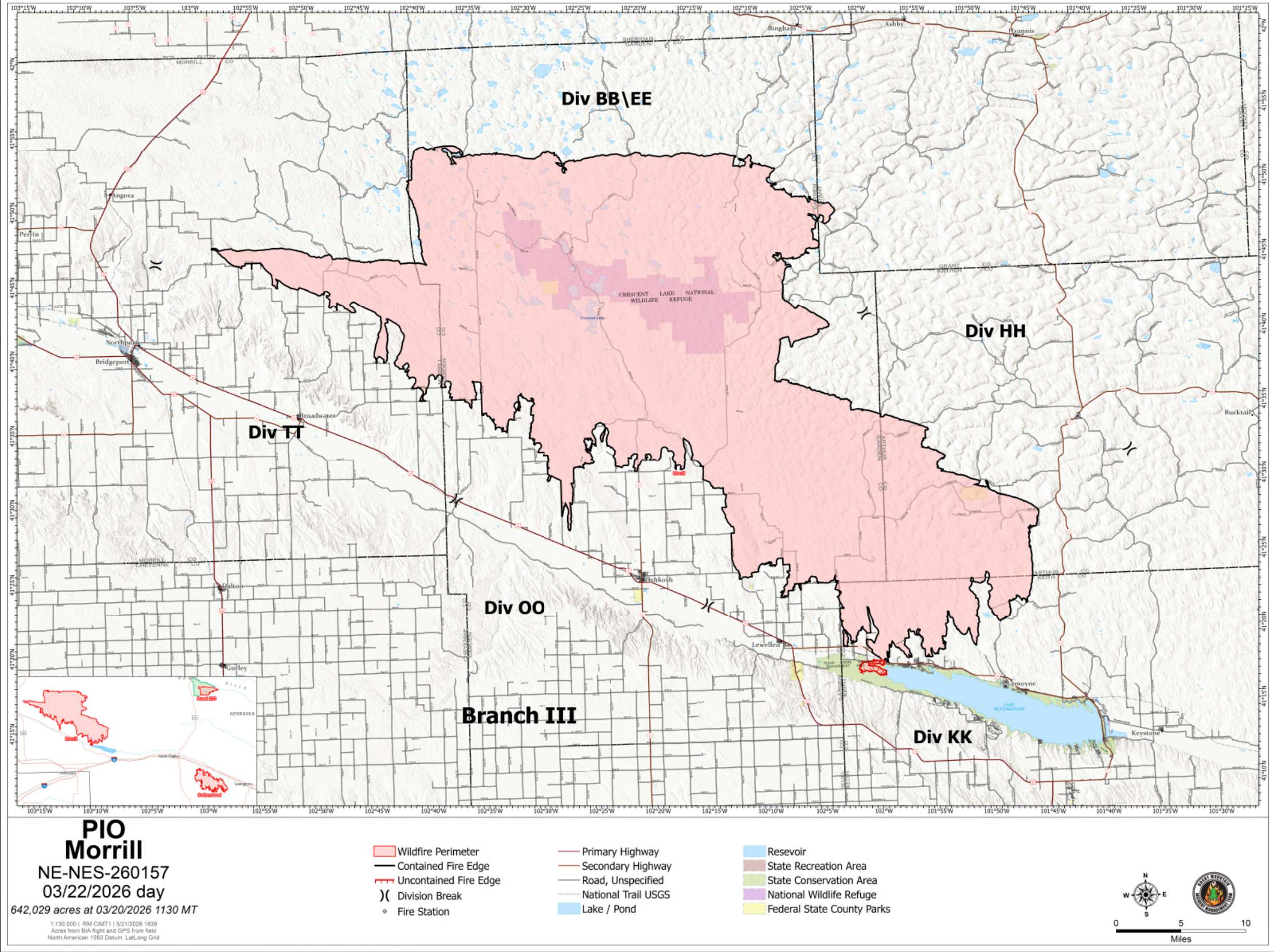 Morrill Fire Map Update, March 22, 2026 (courtesy NEMA).