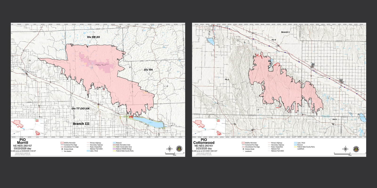 Morrill and Cottonwood Fires March 23, 2026.