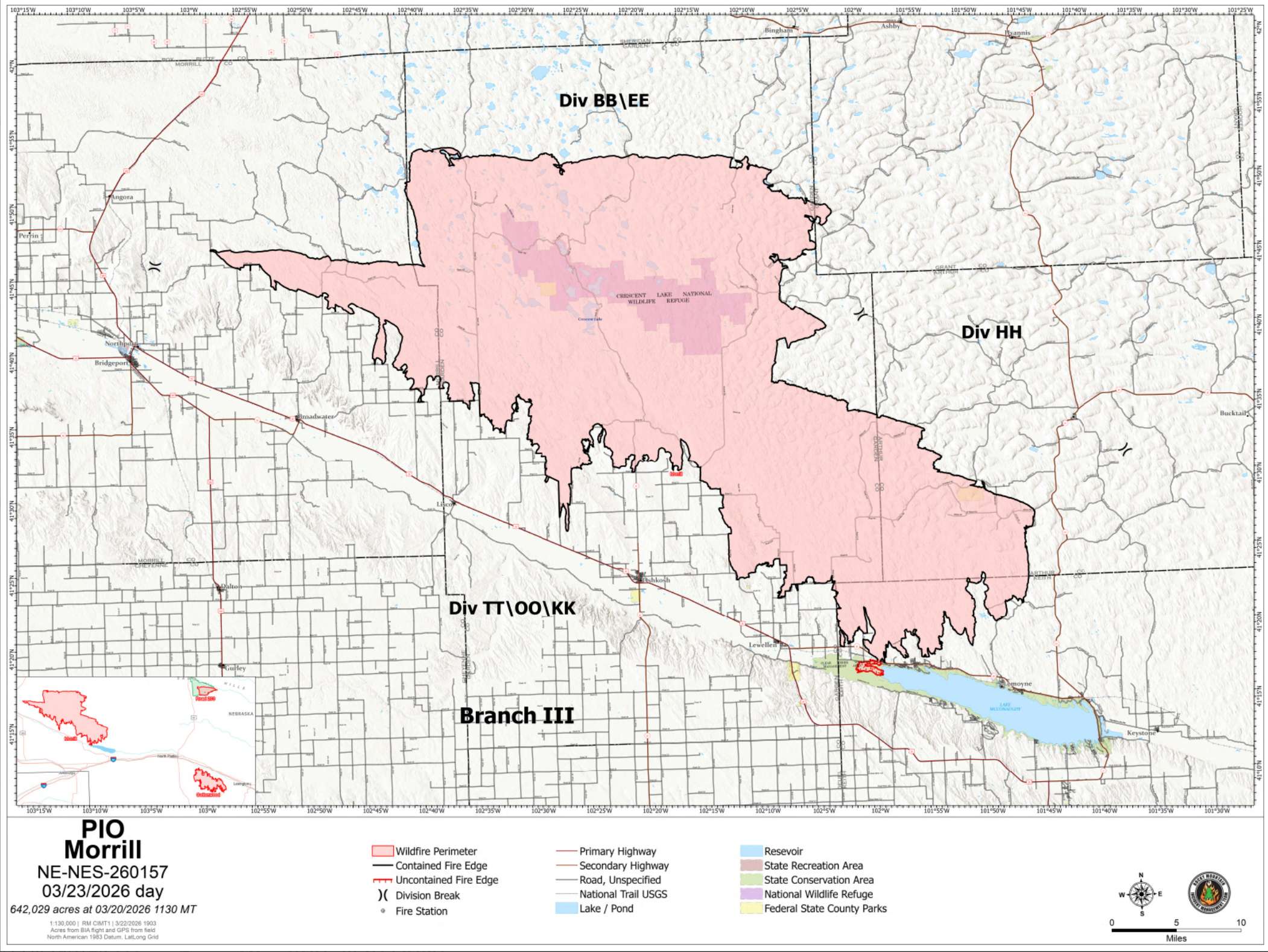 Morrill Fire Map Update, March 23, 2026 (courtesy NEMA).