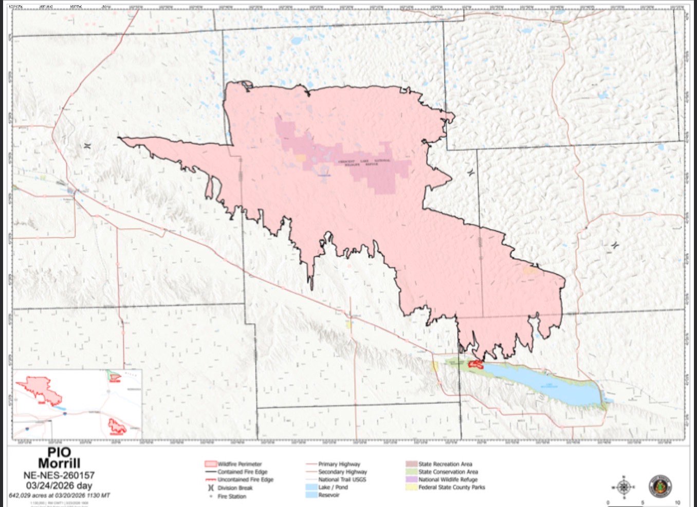 Morrill Fire Map Update, March 24, 2026 (courtesy NEMA).