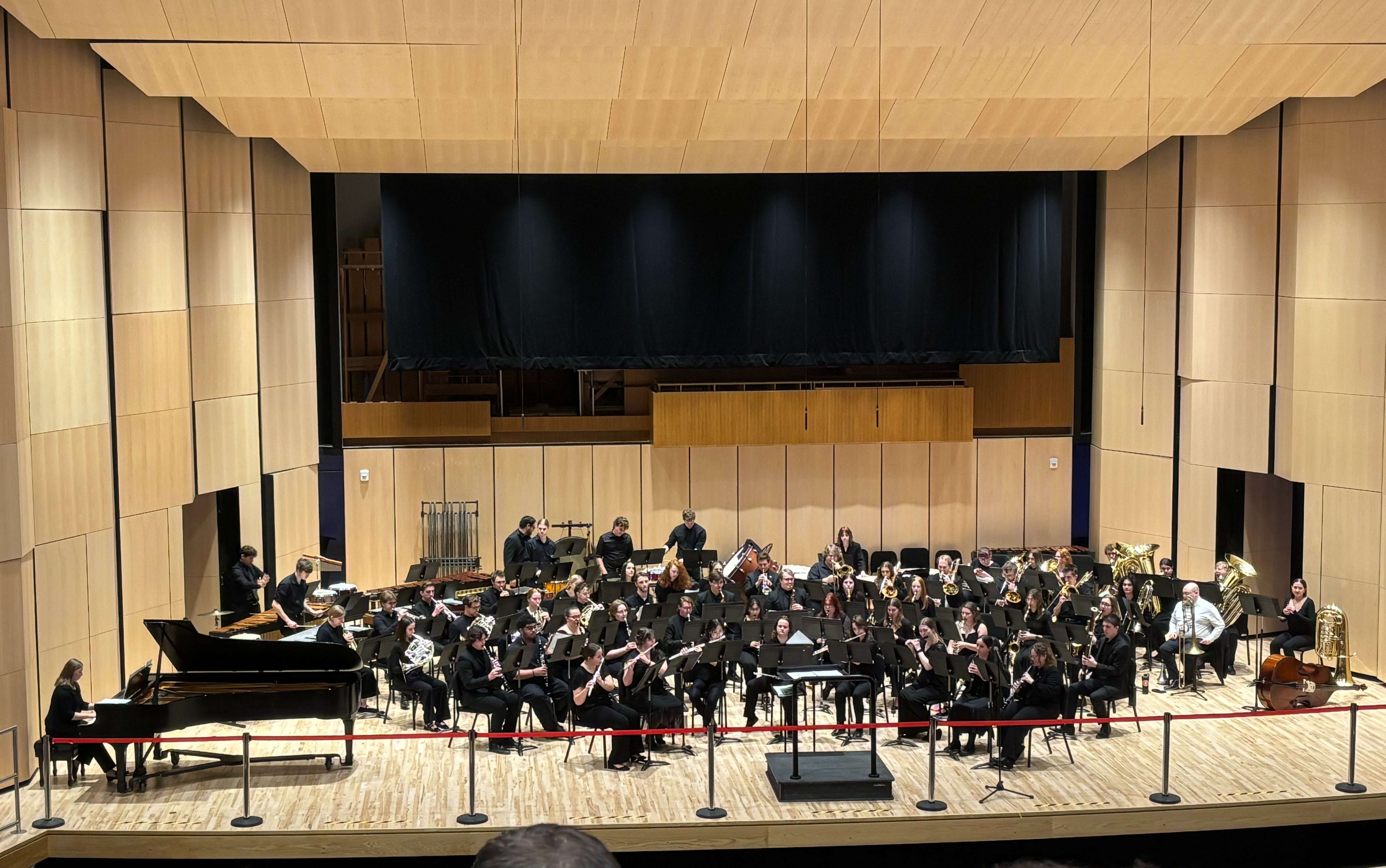 Three CSC students perform with the Nebraska Intercollegiate Band Saturday, March 7, 2026, during the 65th annual Nebraska State Bandmasters Association convention in the Kimball Recital Hall on the UNL Campus in Lincoln, Neb., with conductor Donald McKinney, Director of Bands at the University of Indiana. (Courtesy photo, used with permission)