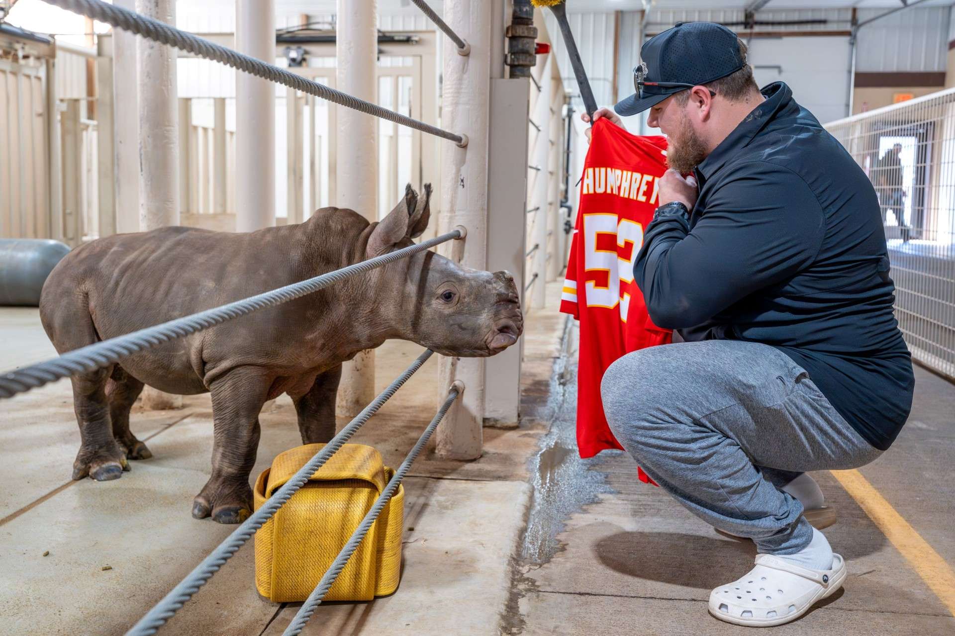 Rolling Hills Zoo names baby rhino after Creed Humphrey,&nbsp;Kansas City Chiefs standout center, two-time Super Bowl Champion (LVII, LVIII), and multi-time All-Pro - Photo, Rolling Hills Zoo