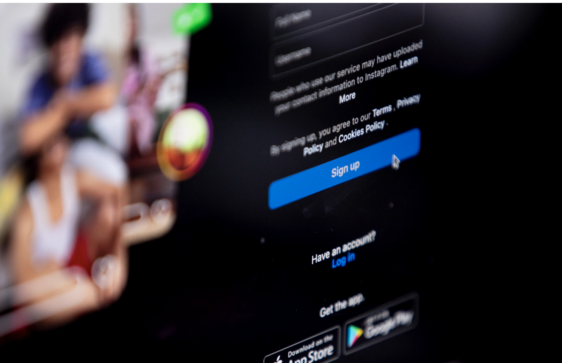  The log-in page of Instagram’s website (Alexander Castro/Rhode Island Current).