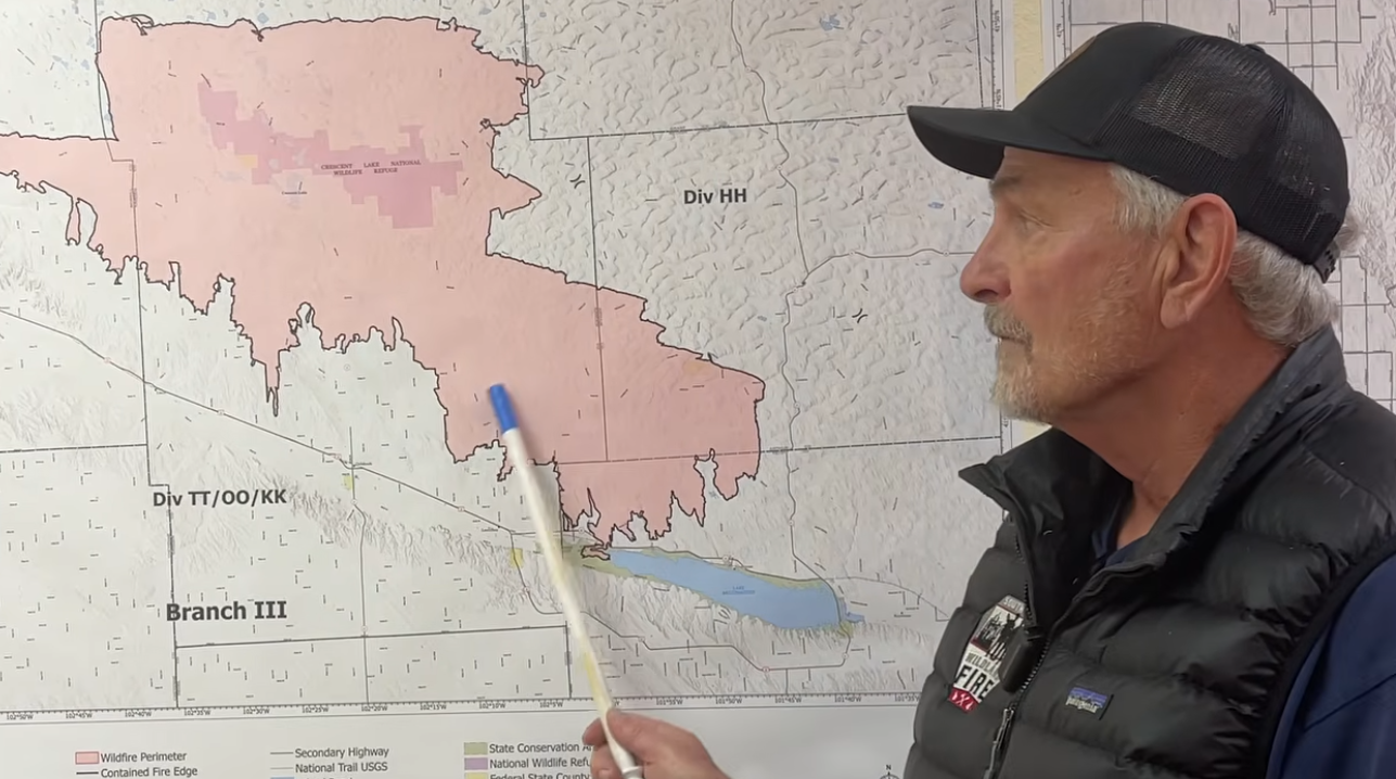 Rob Powell Operations Section Chief with Rocky Mountain Complex Incident Team 1 in Ogallala gives March 25, 2026.