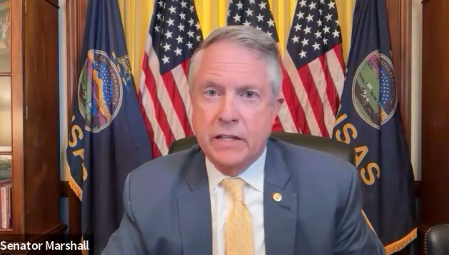 Senator Roger Marshall speaks to reporters via Zoom on March 18th, 2026/ Photo courtesy of Senator Marshall's office