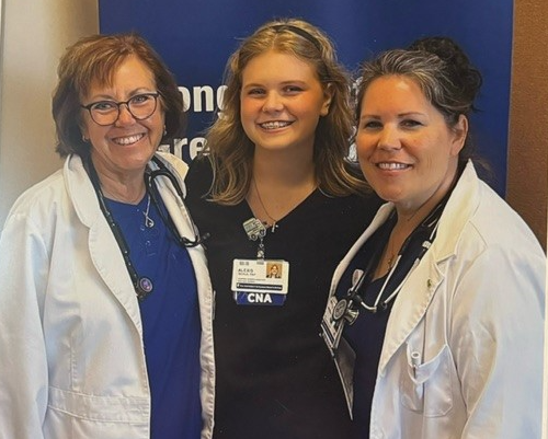 Debbie, Alexis, and Amanda. Debbie Tomlinson's 50-year nursing career ended with her retirement on March 1.