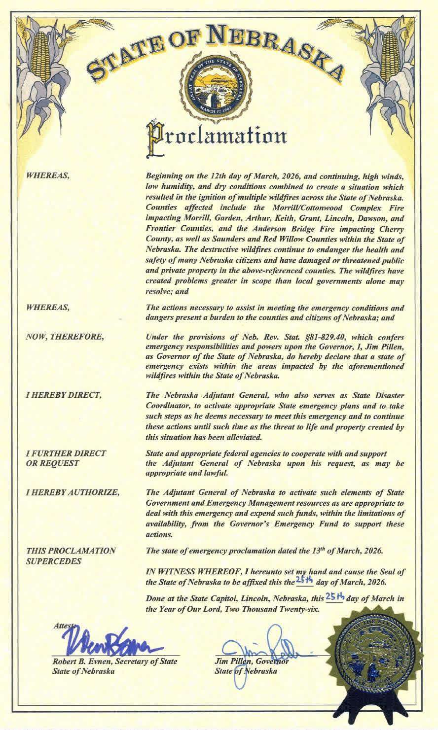 Emergency Proclamation March 26, 2026