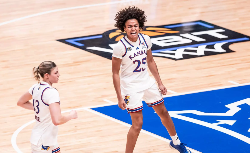 KU Women defeat SDSU to advance to WBIT semis. (Photo courtesy KU Athletic Communications)