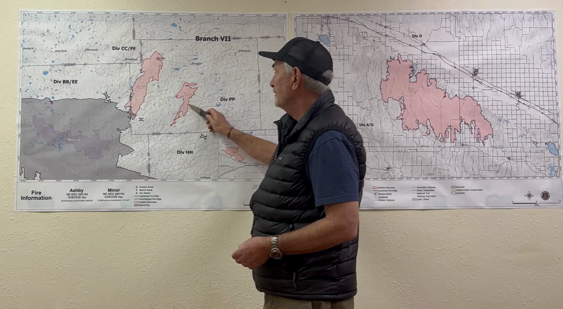March 28, 2026 western Nebraska fire updates from Rob Powell Operations Section Chief with Rocky Mountain Complex Incident Management Team 1. Transition to Team 2 will take place at 6 pm this evening. 