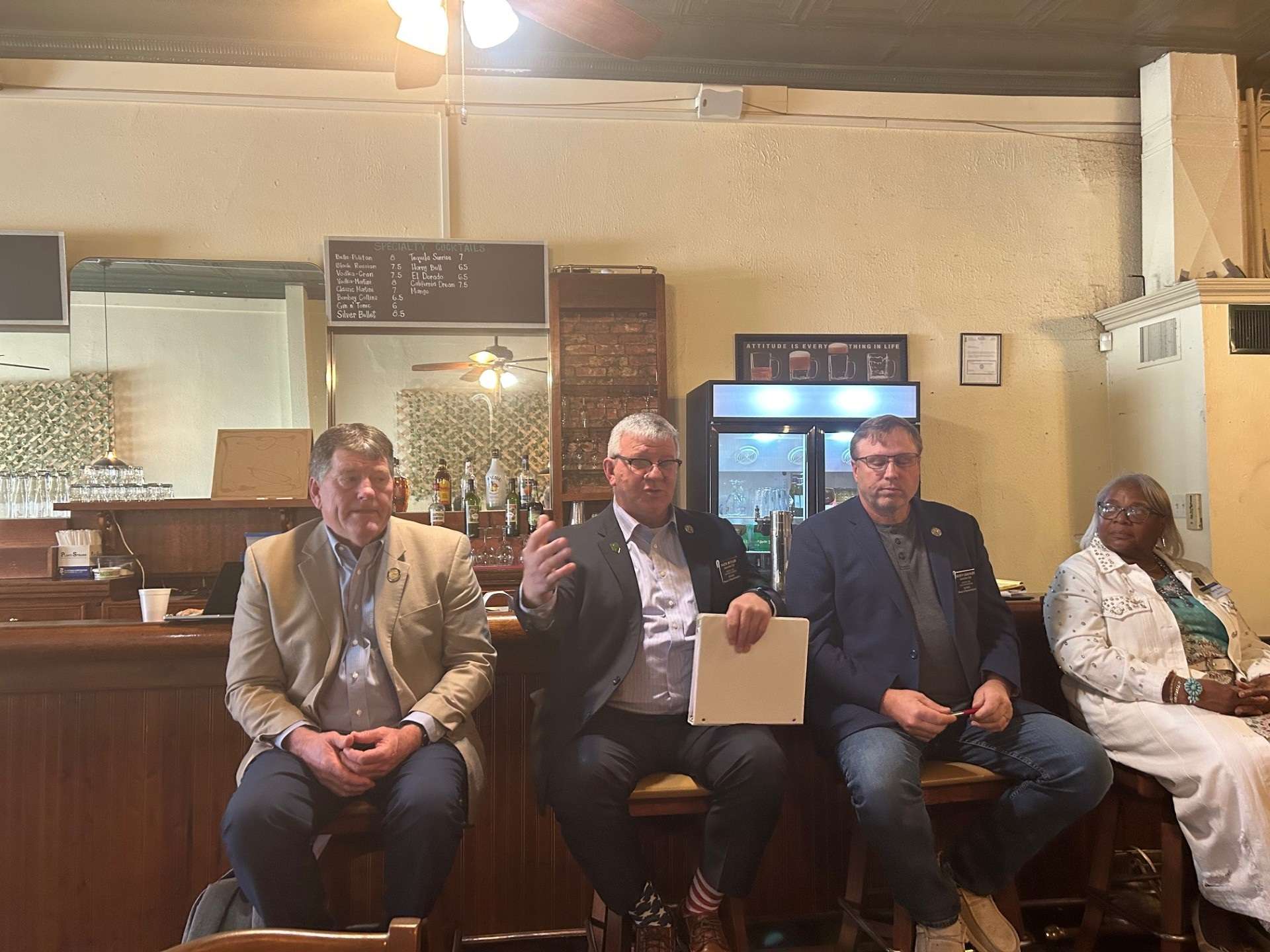 ( L-R ) State Senator Mike Argabright, State Representatives Nate Butler and Shawn Chauncey plus State Board of Education member Dr. Beryl New.