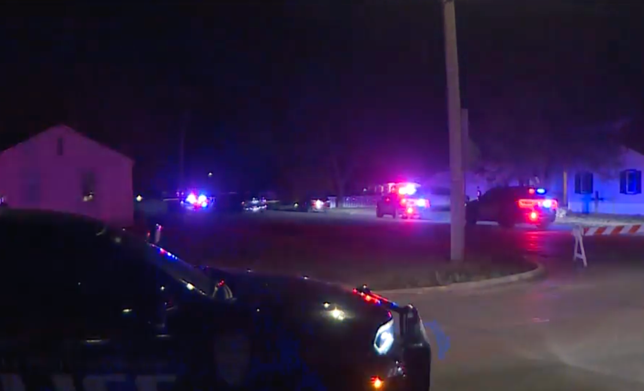 Police on the scene of the officer-shooting Sunday night-photo courtesy KWCH