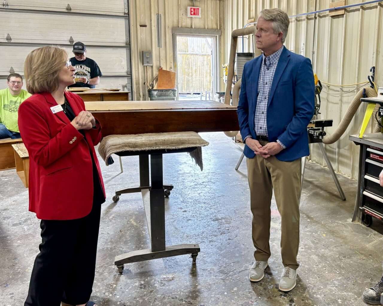 U.S. Sen. Roger Marshall, R-Great Bend, and LaVonne Giess, DSNWK manager of employment. Photo by Tony Guerrero/Hays Post