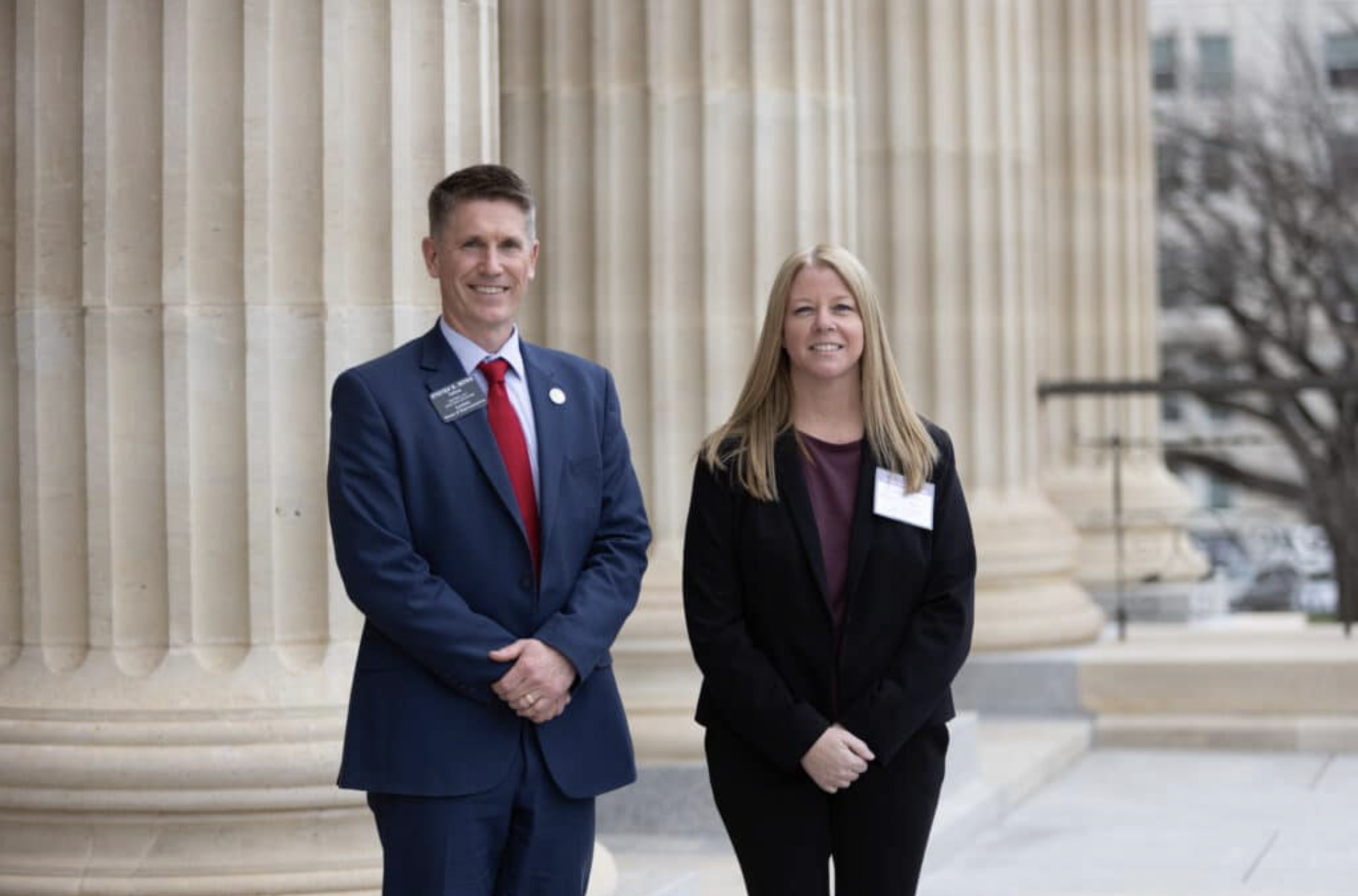 Rep. Steven Howe with Jessica Ehrlich, Human Resources Manager for Stryten Energy - Photo, Stryten Energy