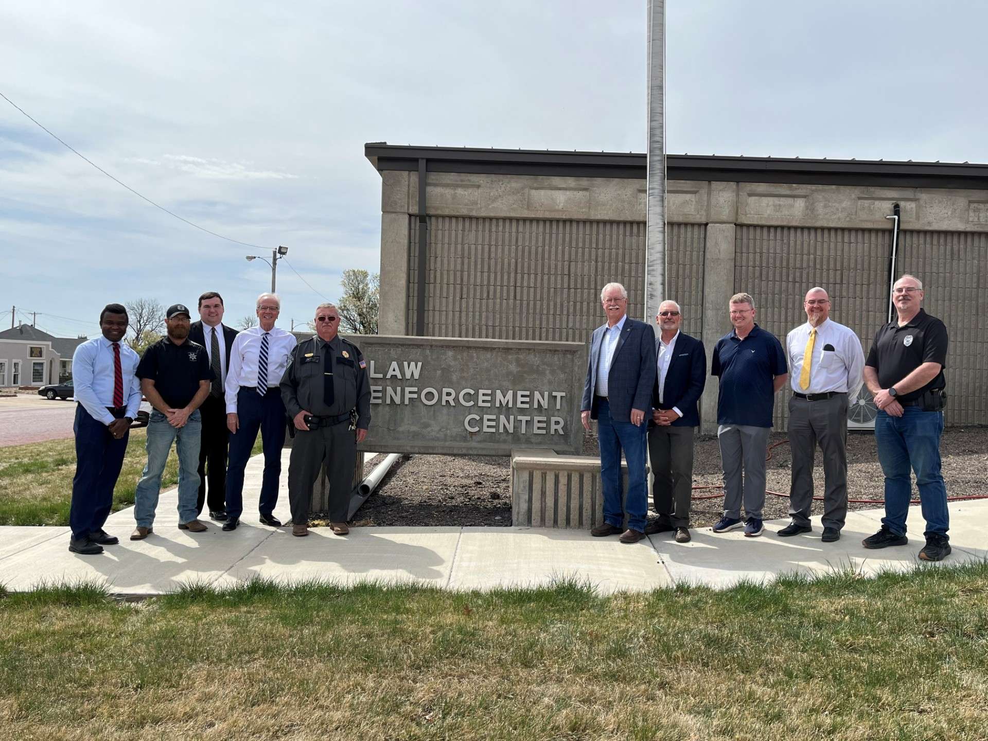 Sen. Jerry Moran, R-Kansas, was in WaKeeney Monday to announce a federal grant for technology upgrades in the Trego County Sheriff's Office. Courtesy photo