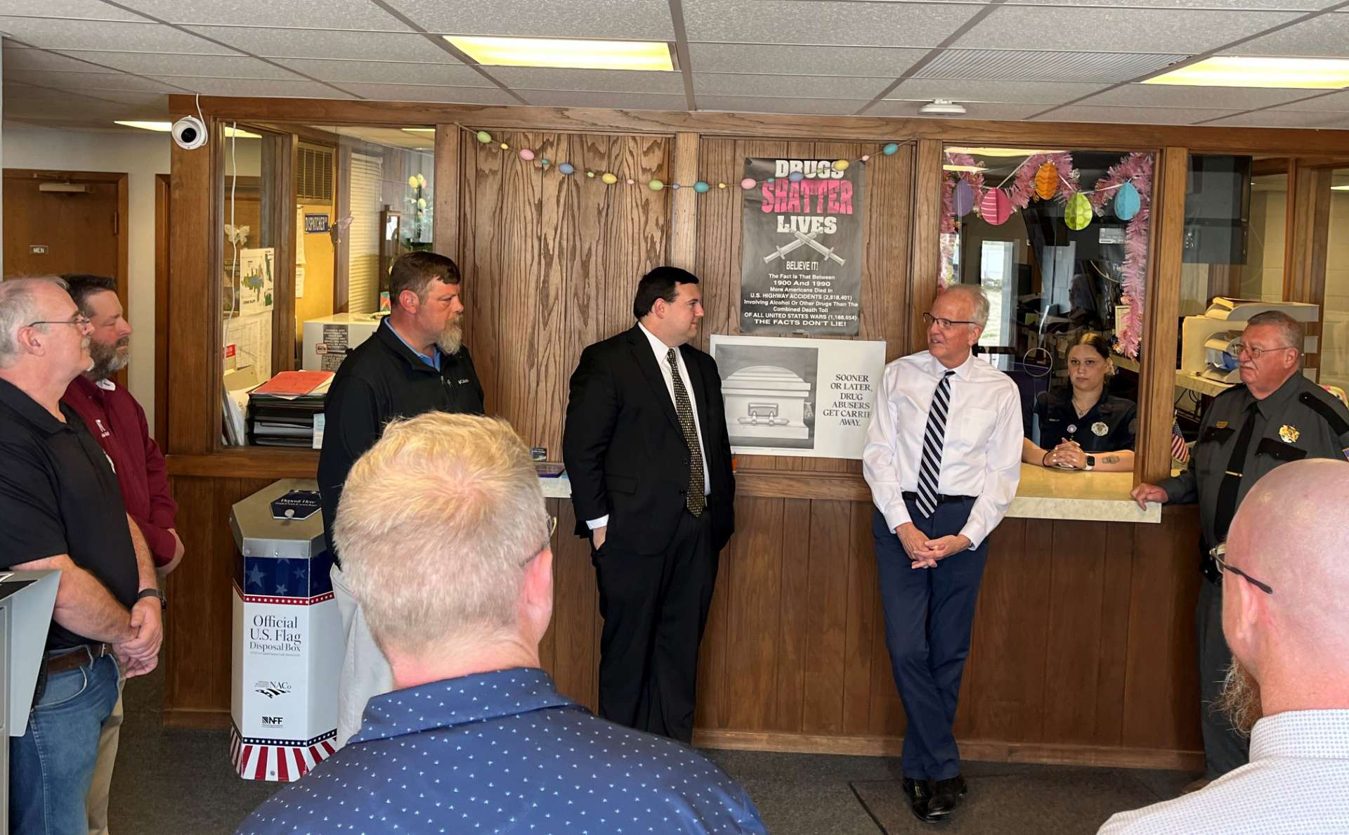 Sen. Moran chats with Trego County officials in WaKeeney on Monday. Courtesy photo