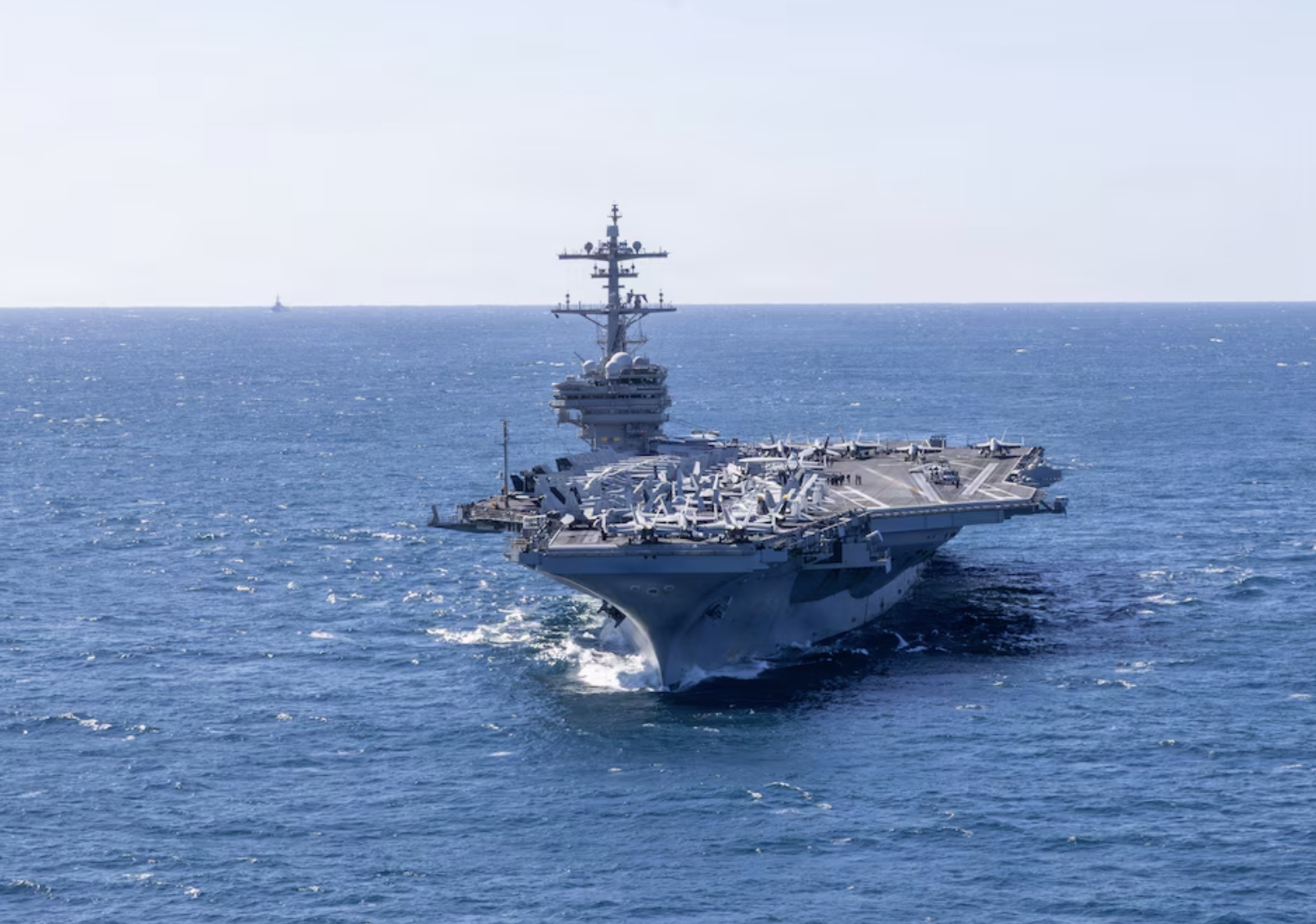Nimitz-class aircraft carrier USS George H.W. Bush transits the Atlantic Ocean, Feb. 8, 2026. Photo by Petty Officer 2nd Class Jayden B&nbsp;