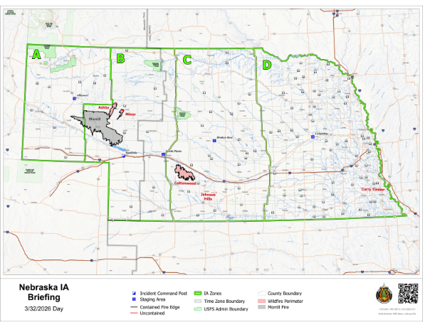 Initial Attack Map, April 1, 2026 (courtesy NEMA).