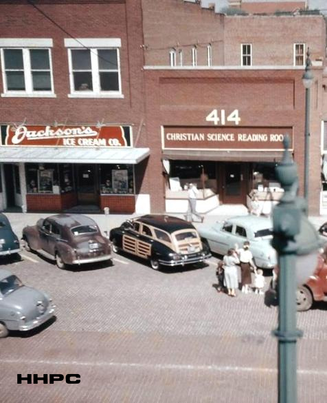 Haberkorn School of Music &amp; O'Donnell Hardware - Jackson's Ice Cream - 416 N. Main - early 1950s - also Christian Science Reading Room - 414 N. Main. Courtesy of the Conard-Harmon Collection.