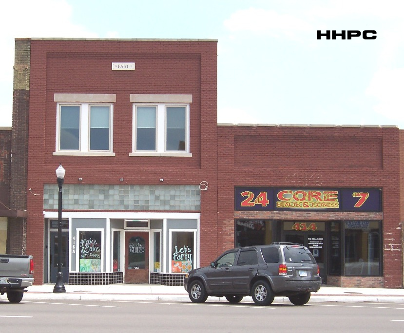 Haberkorn School of Music &amp; O'Donnell Hardware - Jackson's Ice Cream - Greg Fast Bldg. - 416 N. Main -  May 14, 2018. Courtesy of the Conard-Harmon Collection.