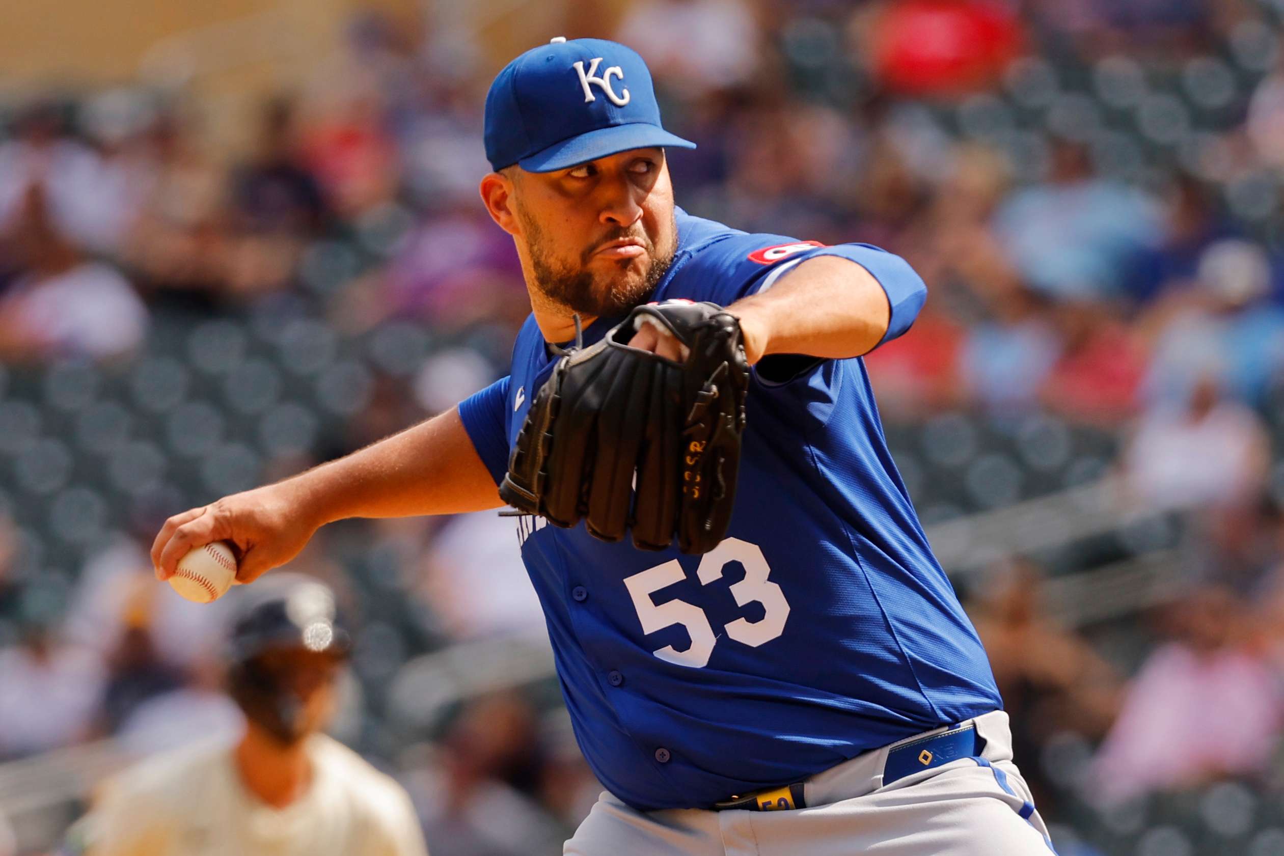 Carlos Estevez has been placed on the 15 day injured list, retroactive to March 29th, with a left food contusion suffered after getting hit on the ankle.&nbsp; In a corresponding move, the Kansas City Royals have recalled relief pitcher Steven Cruz from Triple A Omaha/ Photo courtesy of X