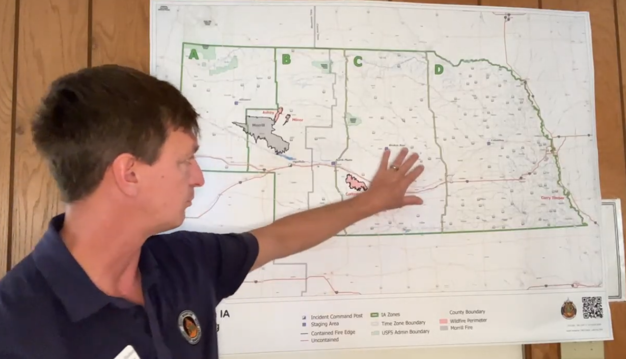 Nathan Hallam Operations Section Chief with Rocky Mountain Complex Incident Management Team 2, April 2, 2026 western Nebraska fire updates.