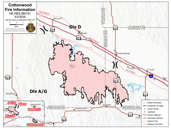 Cottonwood Fire Map Update, April 2, 2026
