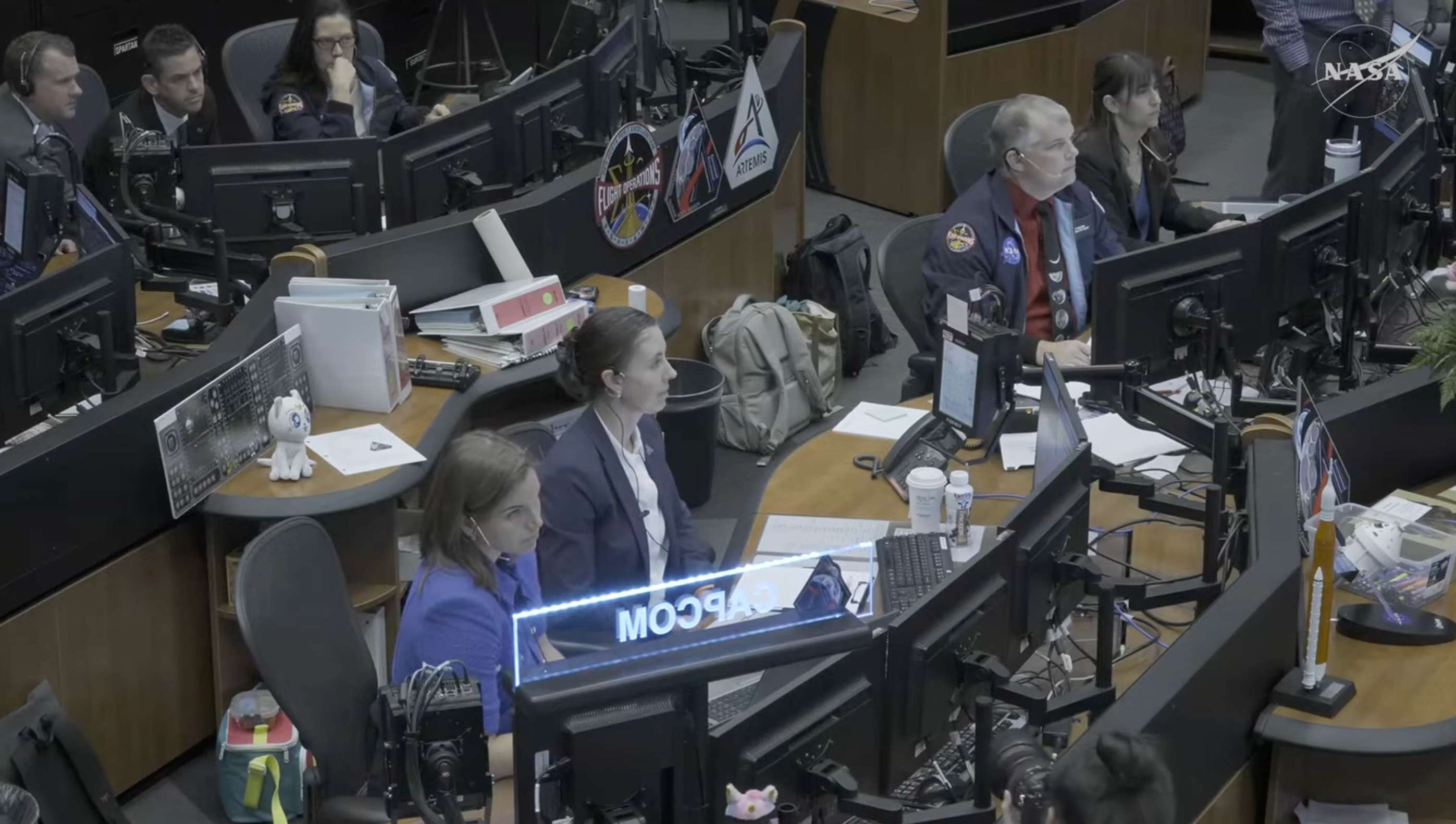 View of NASA mission control during the burn that lifted the rocket out of earth orbit just before 7p.m. CDT Thursday-&nbsp; Image from NASA YouTube channel