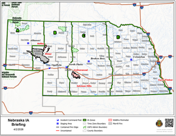 Initial Attack Map, April 3, 2026 (courtesy NEMA)