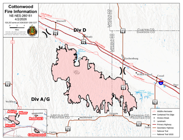 Cottonwood Fire Map Update, April 3, 2026