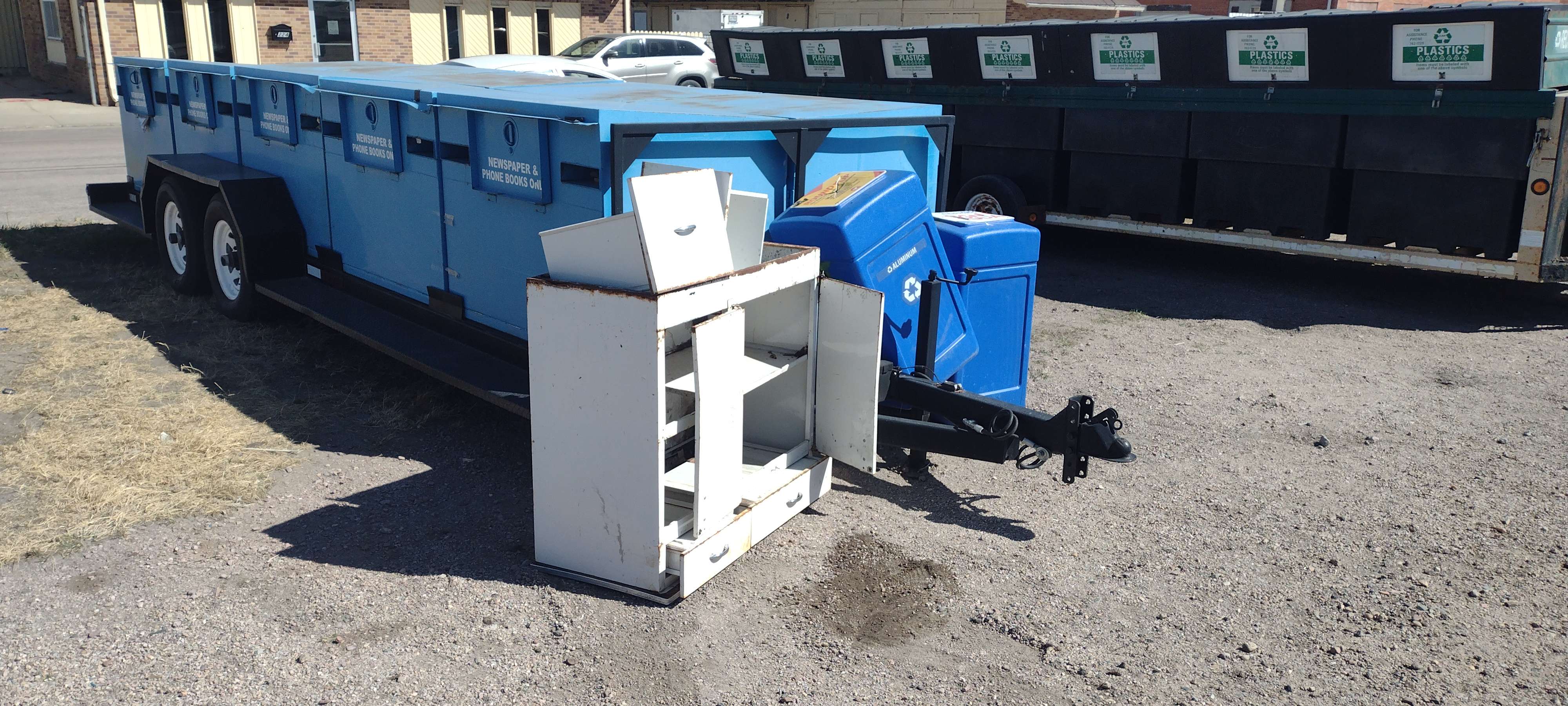 A metal cabinet (too big to recycled by KAB) appeared overnight Wednesday next to the trailer for paper. Whether on the lot provided for use by KAB or a ditch in the country unauthorized dumping is a misdemeanor.