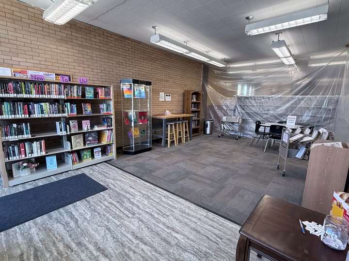 A community space in the Ellis Public Library partially blocked off for construction. Courtesy photo