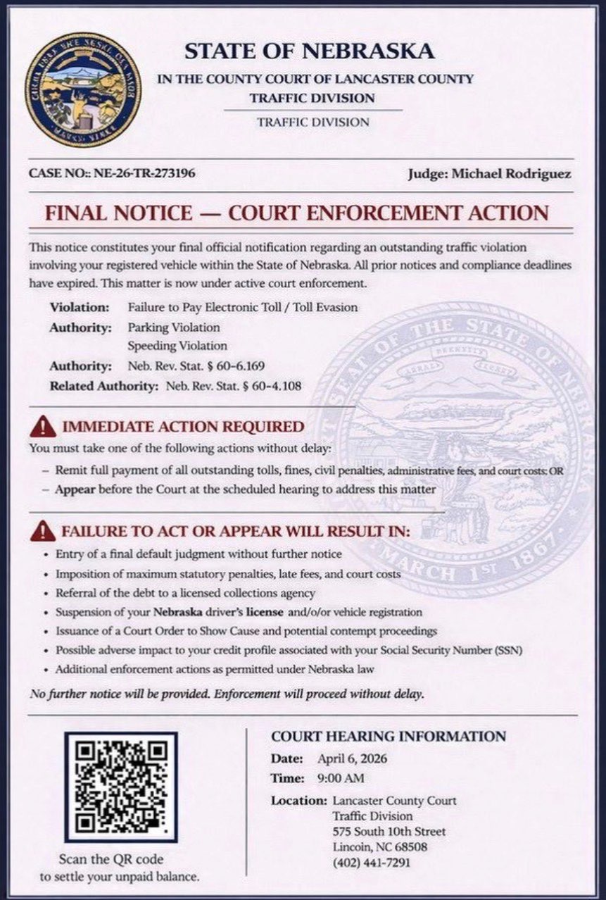 Box Butte County Sheriff’s Office warns the public of the scam message reportedly seen by local Nebraskans recently (courtesy Box Butte County Sheriff’s Office).