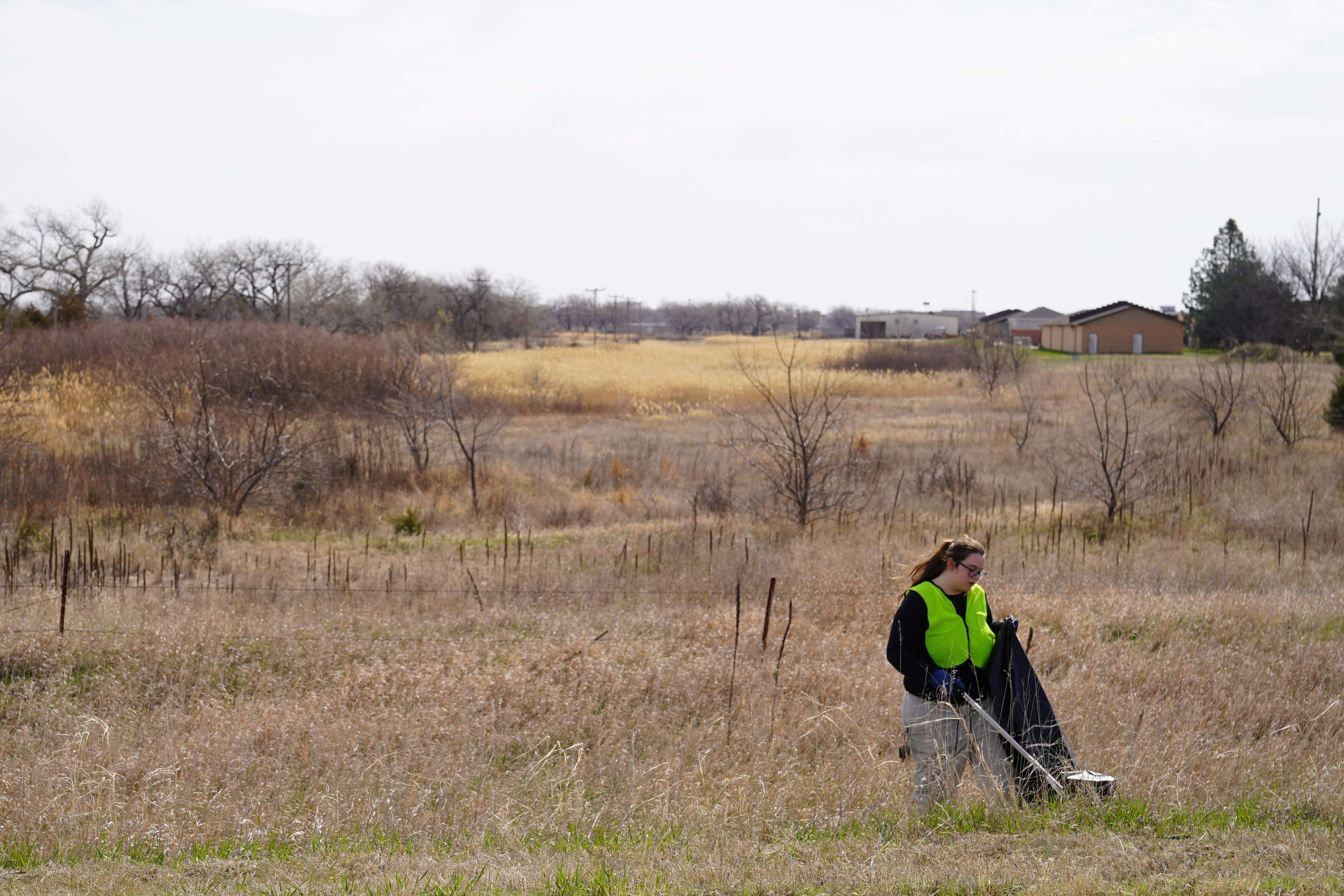 MPCC student Tayler Eller collects litter during last year’s Trash-a thon in North Platte.