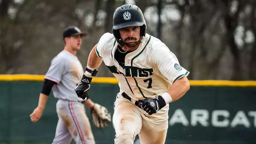 Bishop LeBlond alum Frank Gall rounds the bases during Northwest Missouri State's series sweep of Arkansas Fort Smith. For the first time in program history, the Bearcats are nationally ranked/ Photo courtesy of Lilly Cook for Northwest Athletics