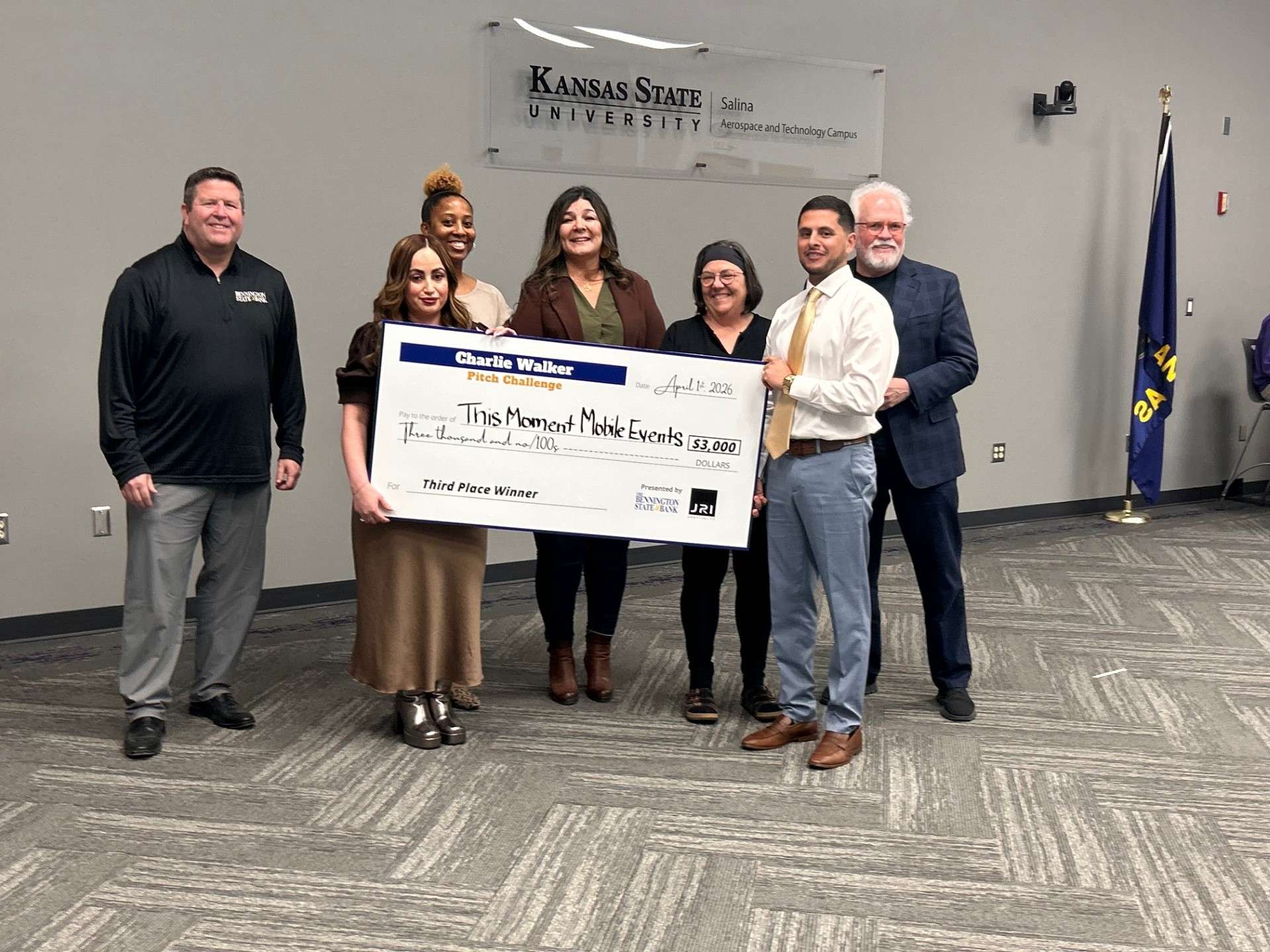 Kellen &amp; Yessenia Womochil of This Moment Mobile Events LLC earn 3rd place and $3,000 -&nbsp;Photo, Salina Community Economic Development Organization