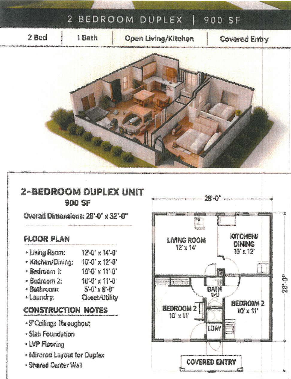Possible floor plans for two-bedroom duplexes for the&nbsp;Rising Star Trust Company proposed development.&nbsp;Courtesy image