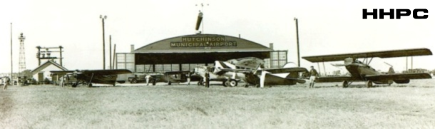 Hutchinson Municipal Airport - Rowland Wells Hangar - c. 1940. Courtesy of the Conard-Harmon Collection.