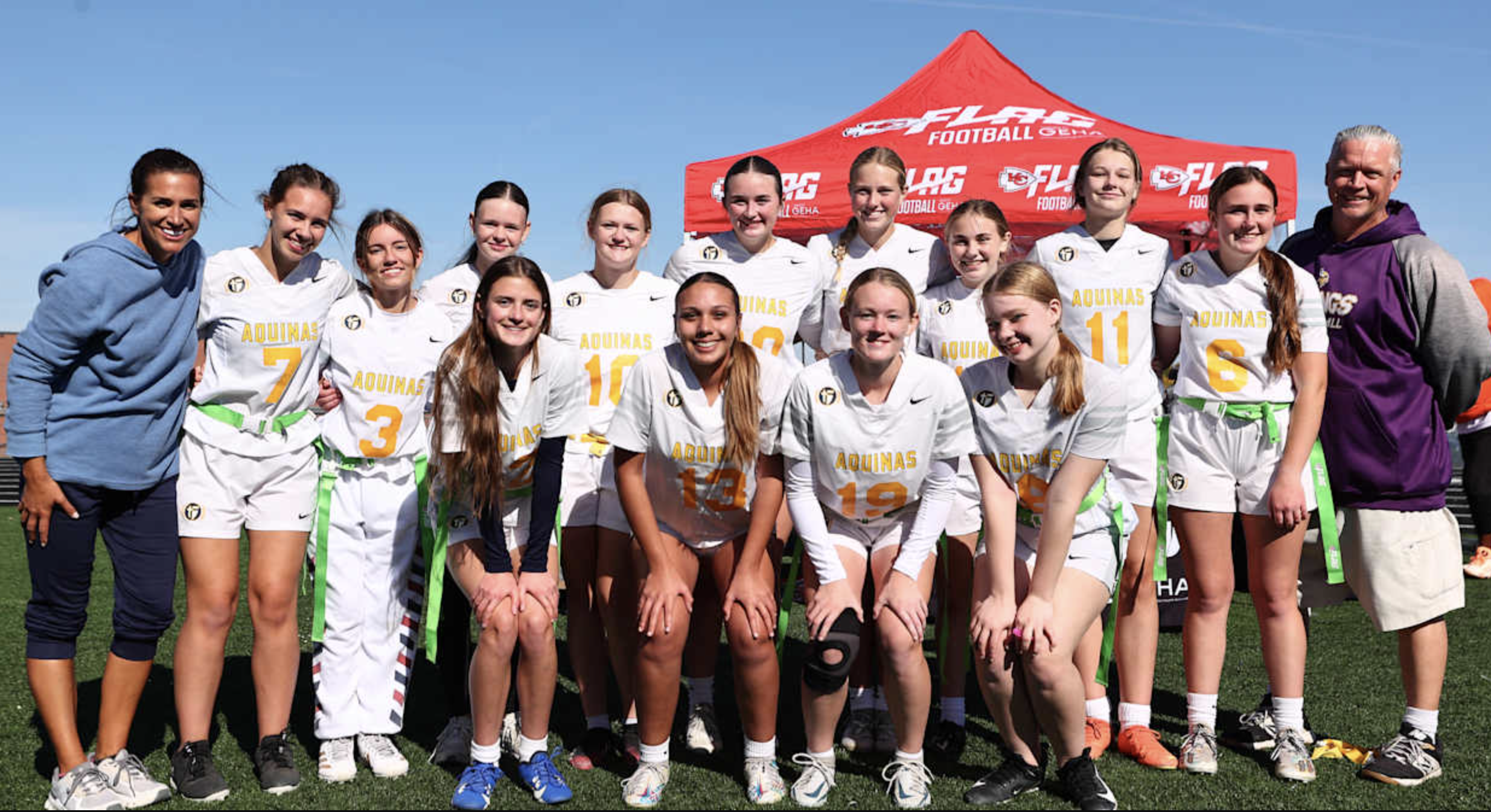 St. Thomas Aquinas Champions of Kansas High School Girls Flag Football 2024 Pilot Season - Photo, Kansas City Chiefs