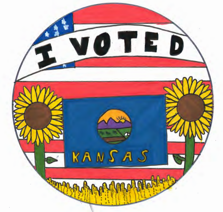 Victoria High School sophomore Colin Lee's winning submission in the Ellis County "I Voted" sticker contest.