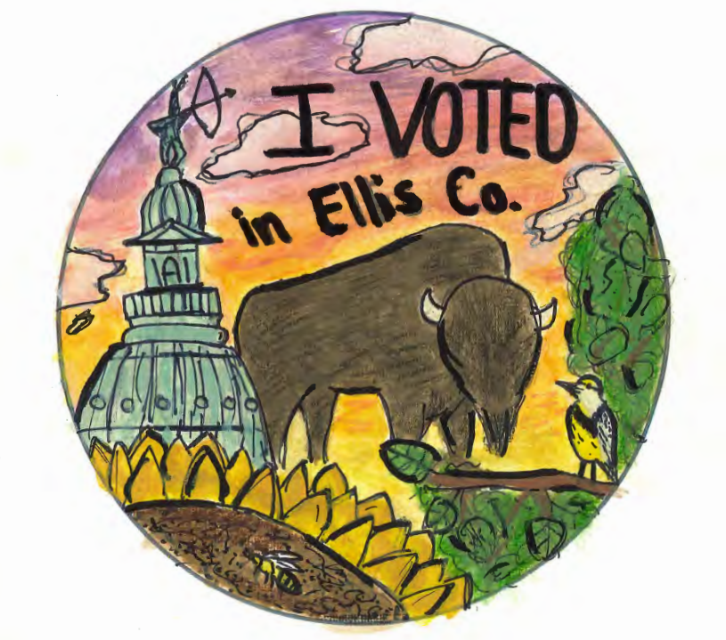 Hays High School senior Mary Vajnar's winning submission in the Ellis County "I Voted" sticker contest.