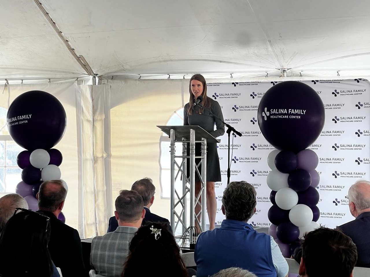 Salina Area Chamber of Commerce President & CEO, Renee Duxler speaks about how the new facility will prepare the future of healthcare - Photo, Nicolas Fierro